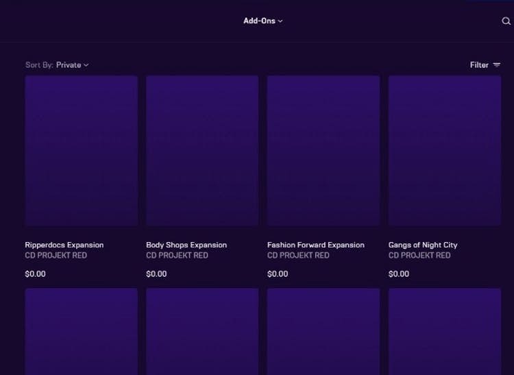 《電馭叛客2077》計畫中的 DLC 清單在 Epic Store 上提前曝光