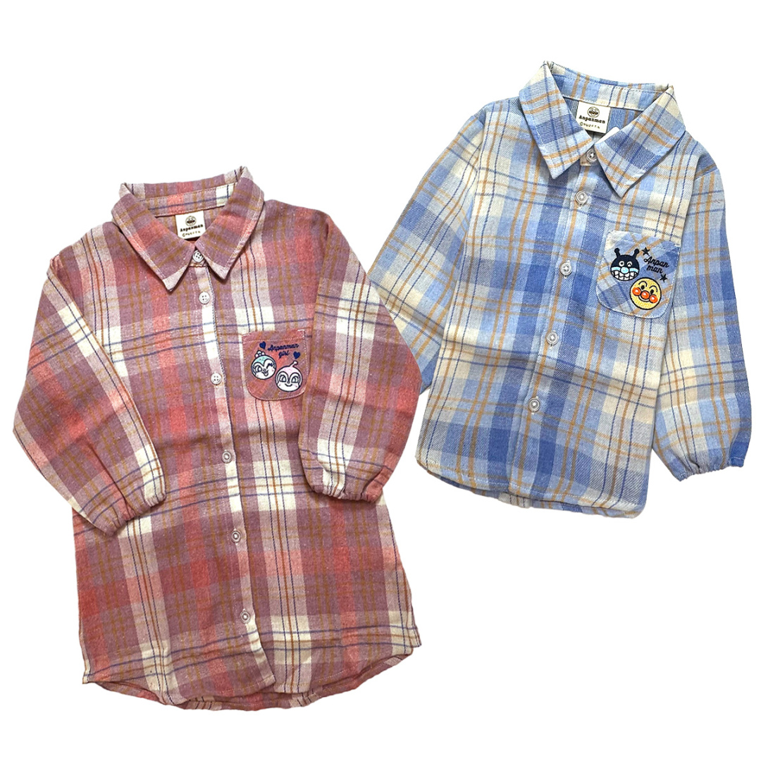 麵包超人長袖格子襯衫