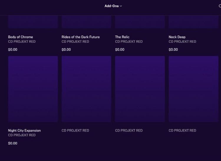《電馭叛客2077》計畫中的 DLC 清單在 Epic Store 上提前曝光
