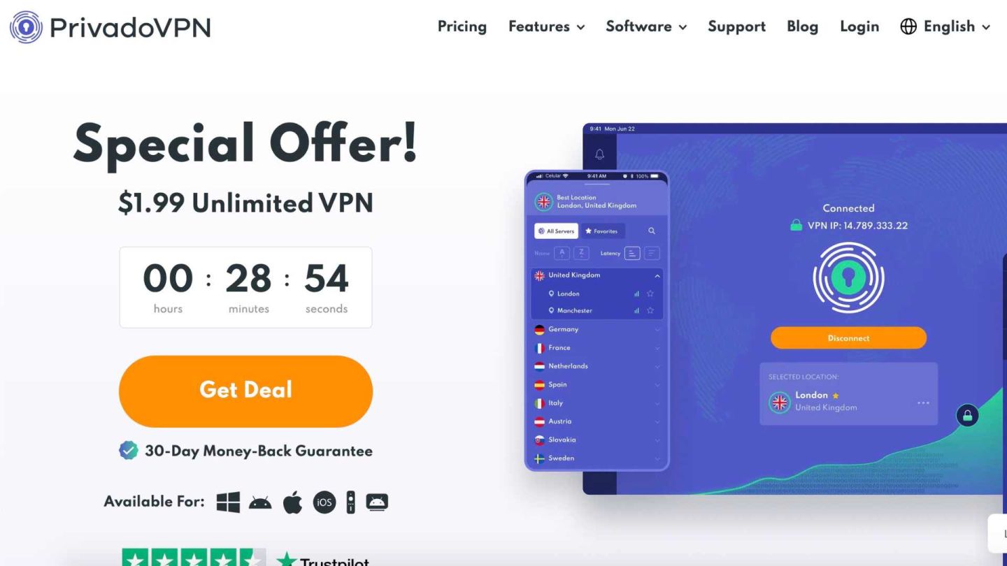 電腦VPN免費軟體推薦 4 Privado VPN