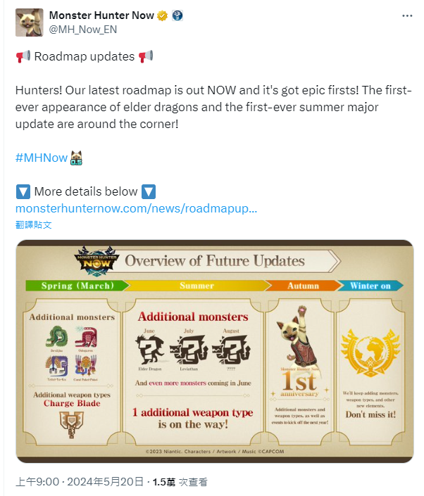 《魔物獵人 Now》公開夏季更新預告！新古龍種、新武器類型等眾多新要素即將推出