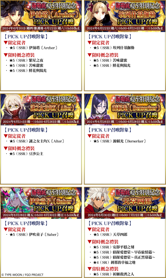 《Fate/Grand Order》繁中版「迦勒底夏至特別紀念活動」開幕！連續登入領呼符、進階任務全新概念禮裝登場