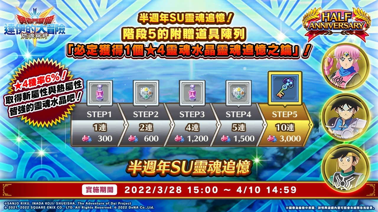 《勇者鬥惡龍 達伊的大冒險 燃魂羈絆》半週年優惠活動實施中