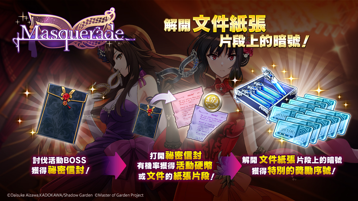 《我想成為影之強者！Master of Garden》故事活動「外傳：Masquerade」化妝舞會盛大舉辦中