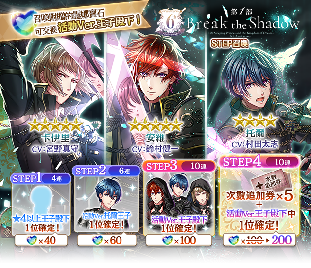 《夢王國與沉睡中的100位王子殿下》繁中版歡慶6周年　期間內每周六開放免費10連召喚