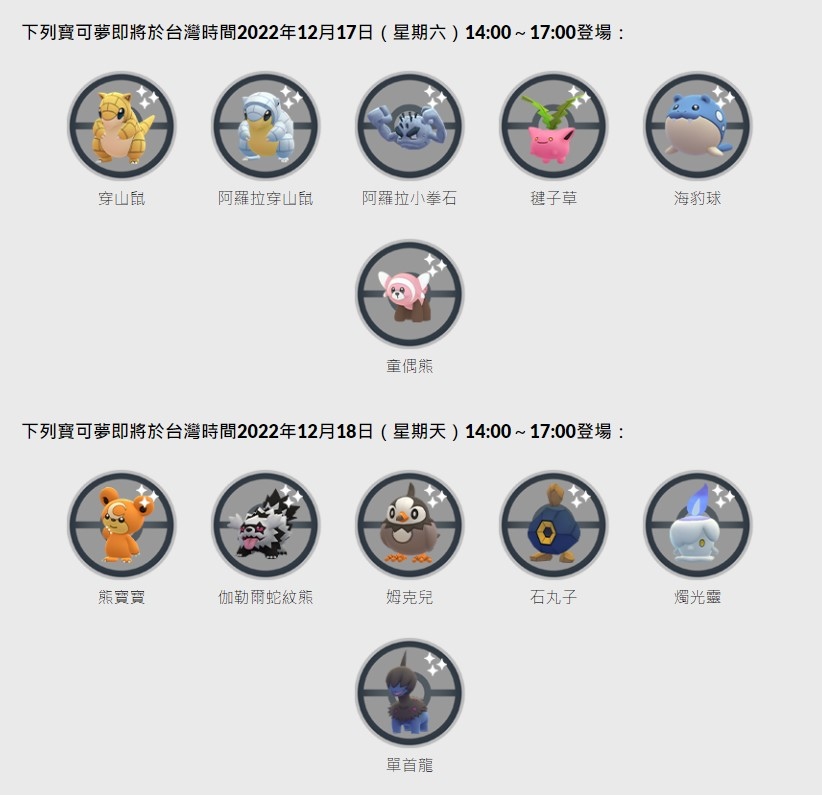 《Pokémon GO》12 月社群日公開登場寶可夢情報，2021／2022 寶可夢限定招式萬勿錯過