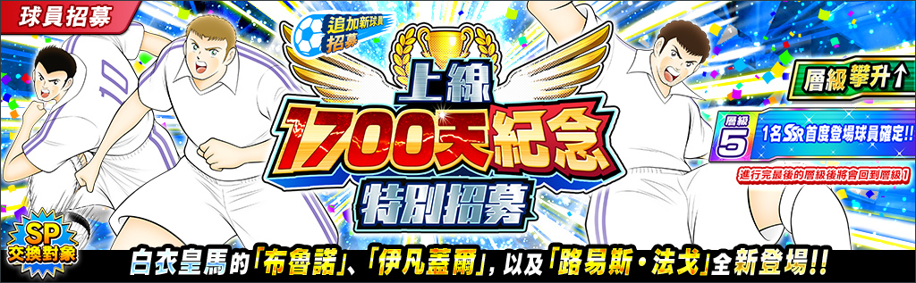 《足球小將翼：夢幻隊伍》導入全新世界賽「分級系統」、推出上線1700日紀念活動