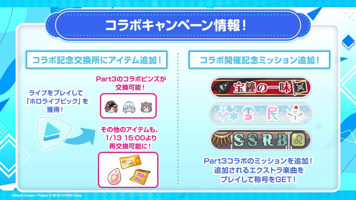 《BanG Dream! 少女樂團派對》日版 hololive 合作活動 Part3 追加資訊公開
