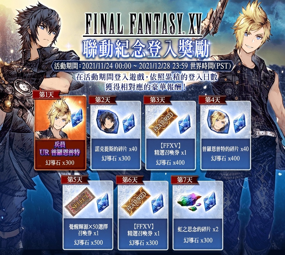 《FFBE 幻影戰爭》X《FFXV》聯動活動開催！登入免費送普羅恩普特！