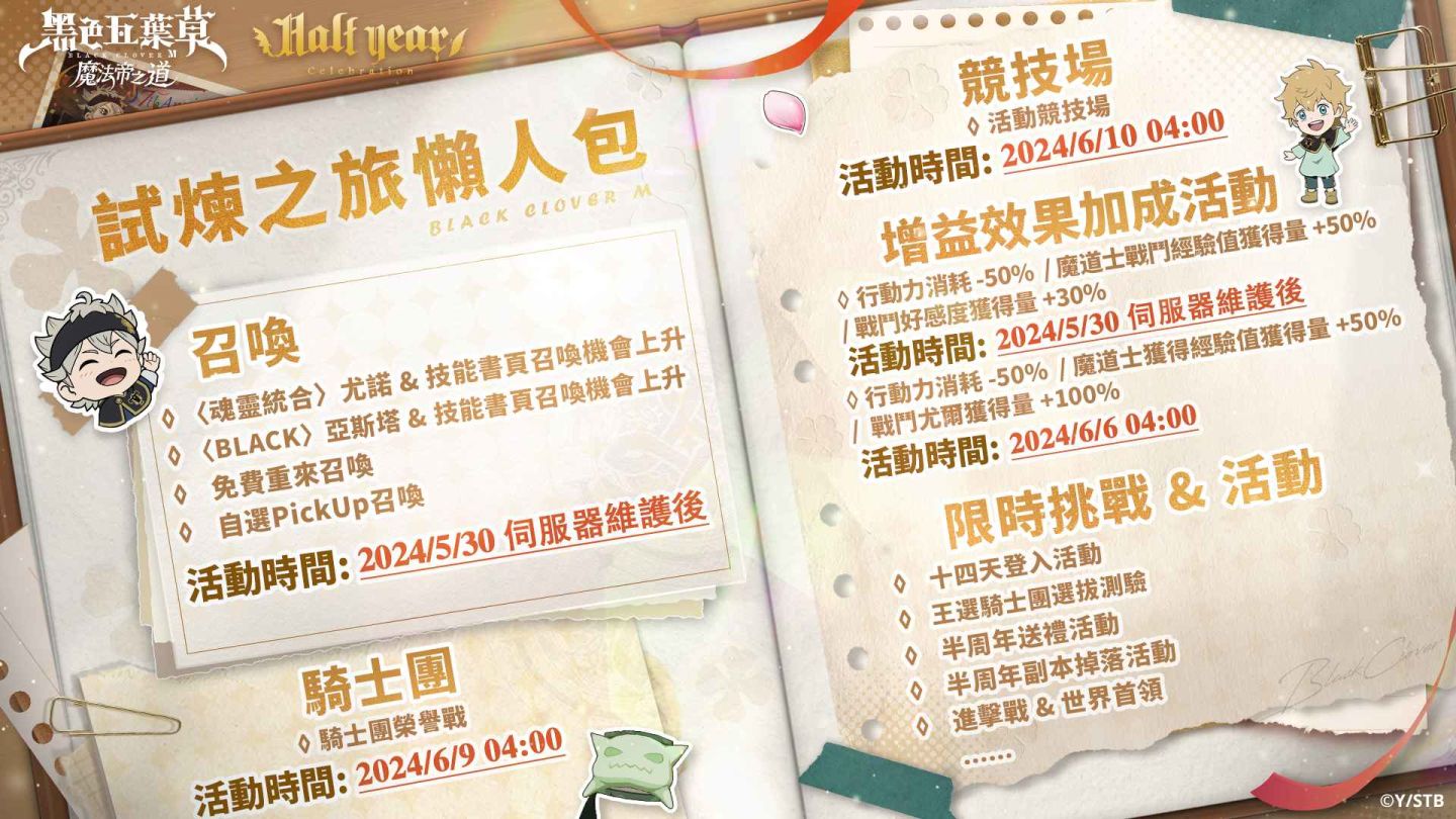 《黑色五葉草 M 魔法帝之道》歡慶半週年 期間限定SSR魔道士、免費100抽活動登場！