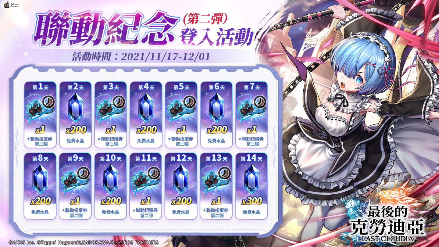 《最後的克勞迪亞》x《Re:從零開始的異世界生活》聯動第二彈專屬角色與活動福利正式公開！