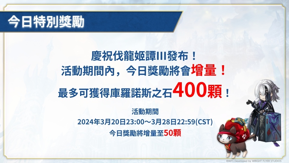 《Another Eden：穿越時空的貓》外傳「混沌神域與英傑之詩 伐龍姬譚Ⅲ」、新夥伴「枯岐那沃」登場